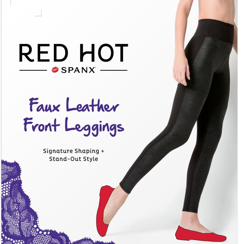 Red Hot by SPANX Women’s Plus Faux Leather Front Ponte Shaping Leggings 1X NWT
